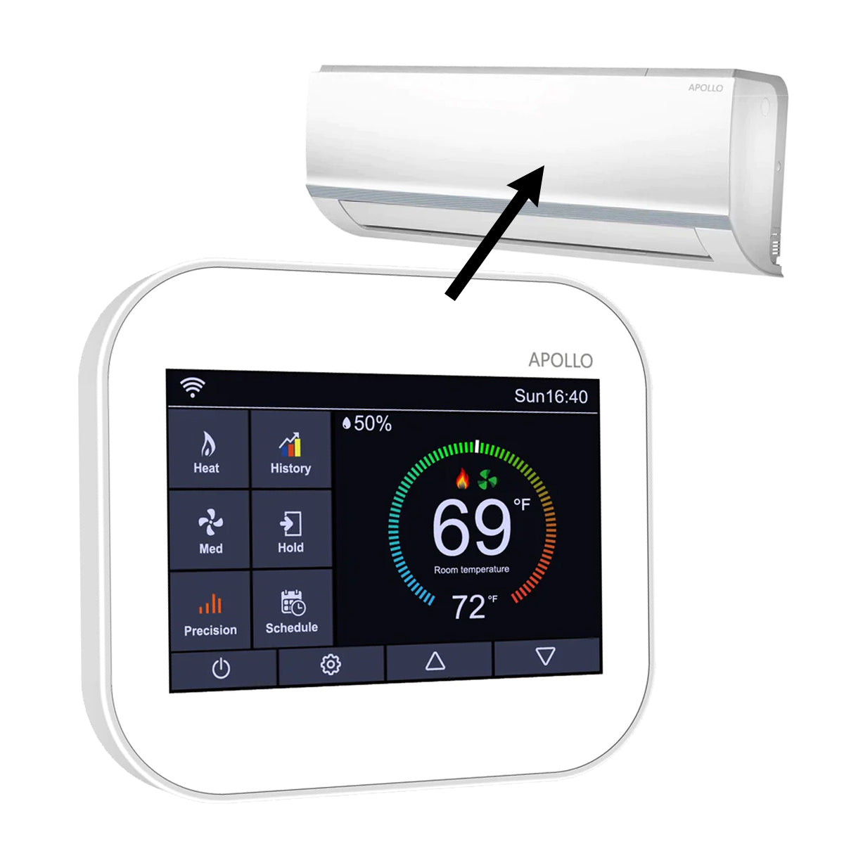 Fan Apollo APOLLO Wi-Fi Fan Coil Thermostat – Apollo Heat Pumps Systems